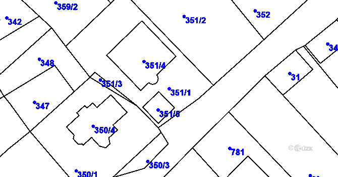 Parcela st. 351/1 v KÚ Vésky, Katastrální mapa