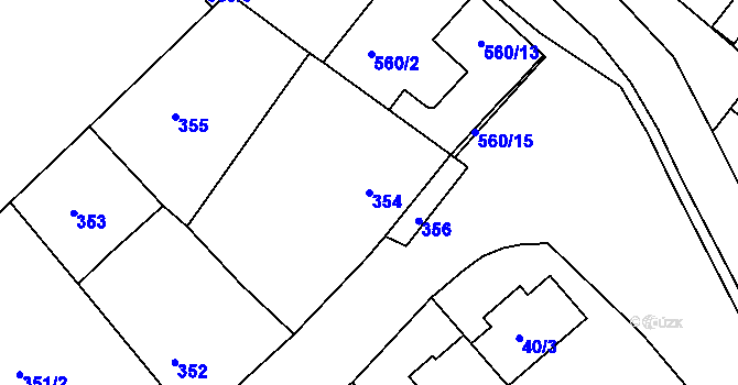 Parcela st. 354 v KÚ Vésky, Katastrální mapa