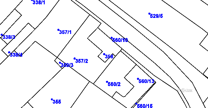 Parcela st. 358 v KÚ Vésky, Katastrální mapa