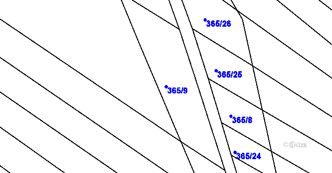 Parcela st. 365/9 v KÚ Vésky, Katastrální mapa