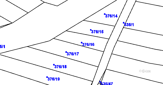 Parcela st. 376/16 v KÚ Vésky, Katastrální mapa