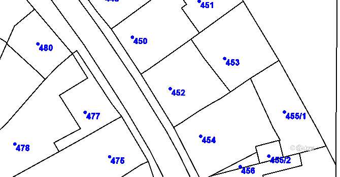Parcela st. 452 v KÚ Vésky, Katastrální mapa