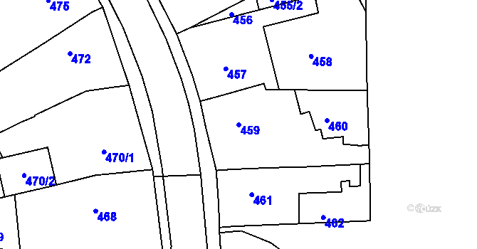 Parcela st. 459 v KÚ Vésky, Katastrální mapa