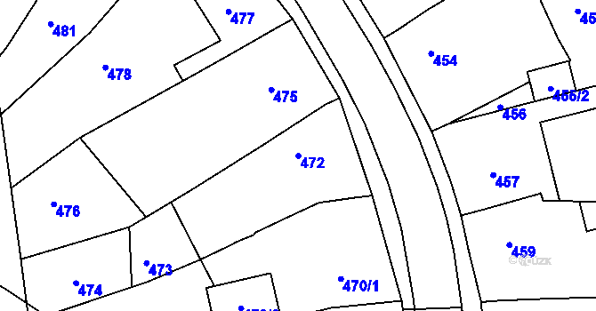 Parcela st. 472 v KÚ Vésky, Katastrální mapa