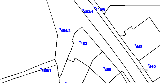 Parcela st. 482 v KÚ Vésky, Katastrální mapa