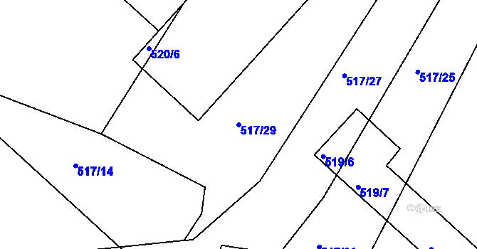 Parcela st. 517/29 v KÚ Vésky, Katastrální mapa