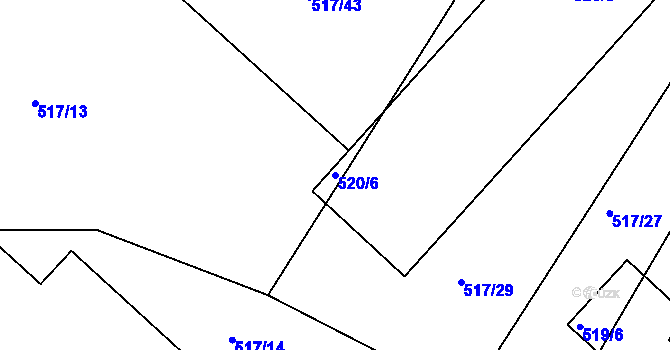 Parcela st. 520/6 v KÚ Vésky, Katastrální mapa