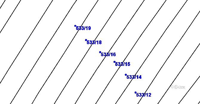 Parcela st. 533/16 v KÚ Vésky, Katastrální mapa