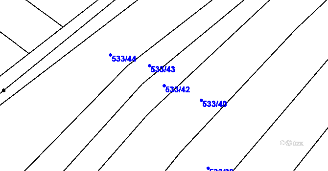 Parcela st. 533/42 v KÚ Vésky, Katastrální mapa