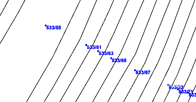 Parcela st. 533/63 v KÚ Vésky, Katastrální mapa