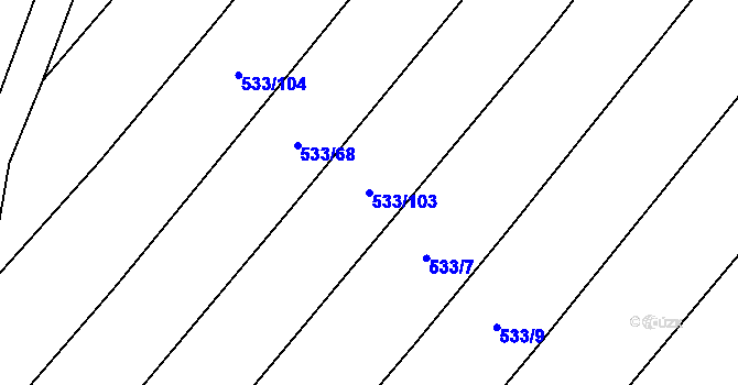 Parcela st. 533/103 v KÚ Vésky, Katastrální mapa