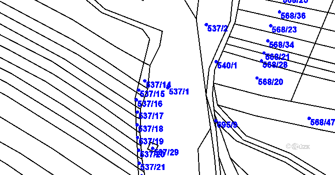 Parcela st. 537/1 v KÚ Vésky, Katastrální mapa