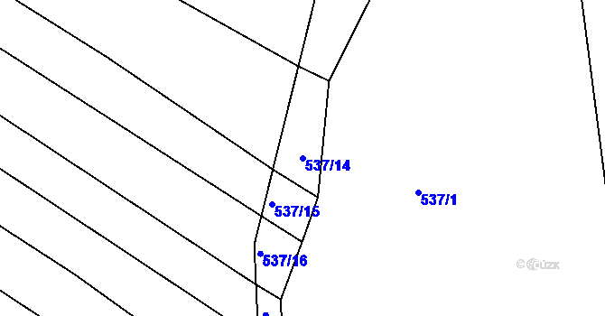 Parcela st. 537/14 v KÚ Vésky, Katastrální mapa