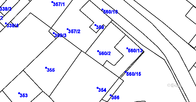 Parcela st. 560/2 v KÚ Vésky, Katastrální mapa