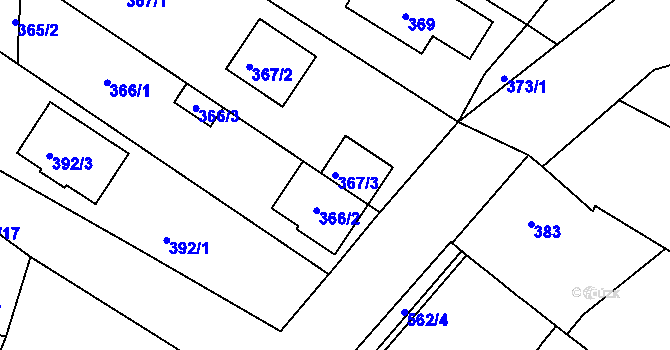 Parcela st. 367/3 v KÚ Vésky, Katastrální mapa