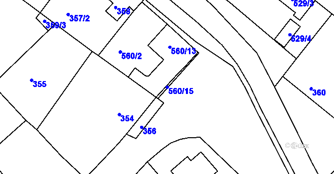 Parcela st. 560/15 v KÚ Vésky, Katastrální mapa
