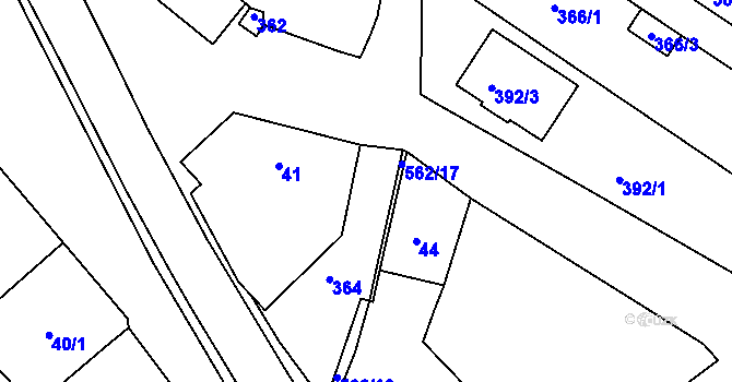 Parcela st. 562/15 v KÚ Vésky, Katastrální mapa