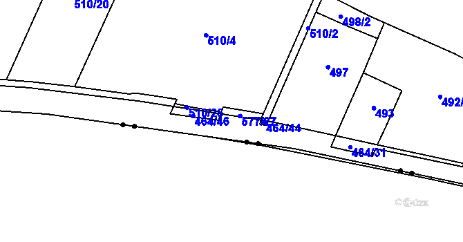 Parcela st. 464/45 v KÚ Vésky, Katastrální mapa