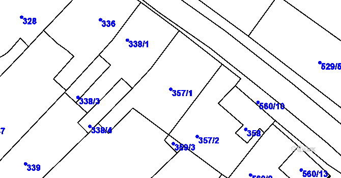 Parcela st. 357/1 v KÚ Vésky, Katastrální mapa