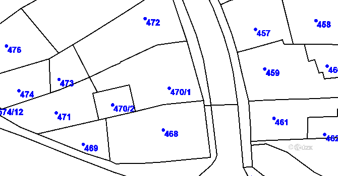 Parcela st. 470/1 v KÚ Vésky, Katastrální mapa