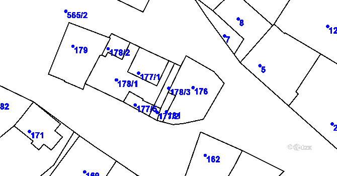 Parcela st. 178/3 v KÚ Vésky, Katastrální mapa