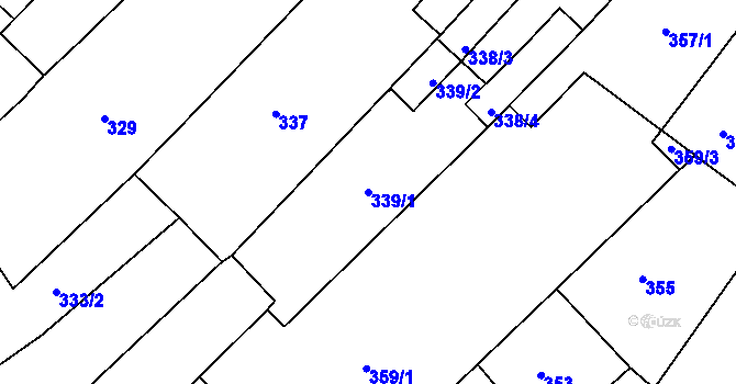 Parcela st. 339/1 v KÚ Vésky, Katastrální mapa