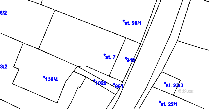 Parcela st. 7 v KÚ Vestec nad Mrlinou, Katastrální mapa
