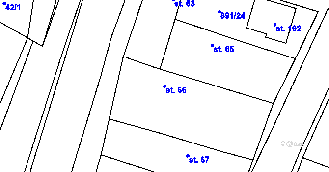 Parcela st. 66 v KÚ Vestec nad Mrlinou, Katastrální mapa