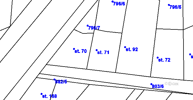 Parcela st. 71 v KÚ Vestec nad Mrlinou, Katastrální mapa