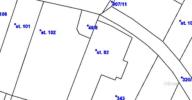 Parcela st. 82 v KÚ Vestec nad Mrlinou, Katastrální mapa