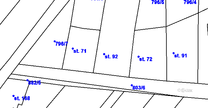 Parcela st. 92 v KÚ Vestec nad Mrlinou, Katastrální mapa