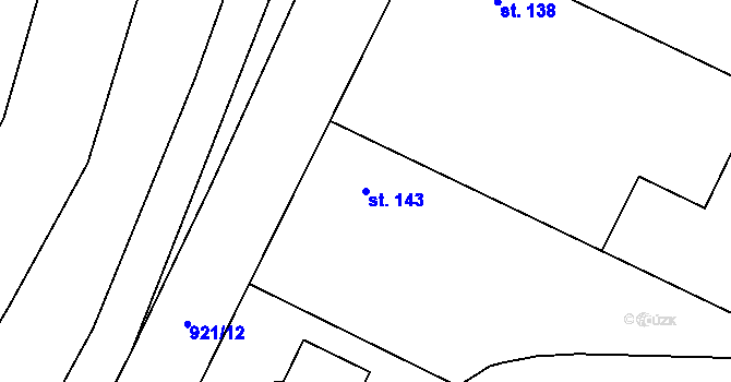 Parcela st. 143 v KÚ Vestec nad Mrlinou, Katastrální mapa