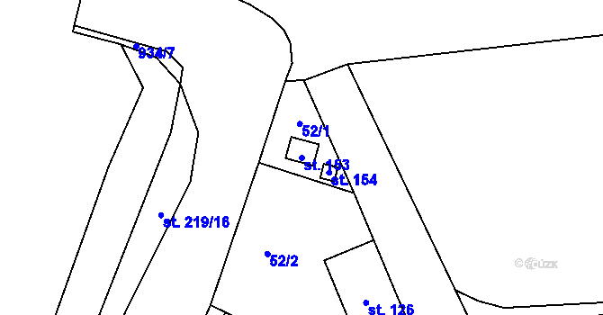 Parcela st. 153 v KÚ Vestec nad Mrlinou, Katastrální mapa