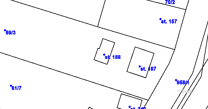 Parcela st. 188 v KÚ Vestec nad Mrlinou, Katastrální mapa