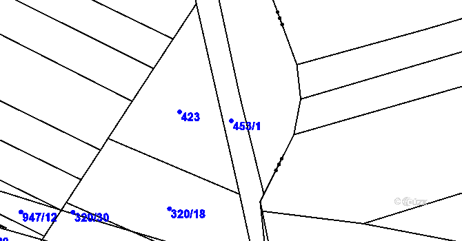 Parcela st. 453/1 v KÚ Vestec nad Mrlinou, Katastrální mapa