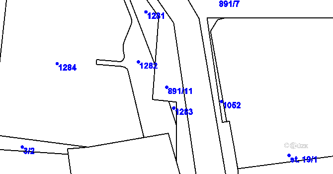 Parcela st. 891/11 v KÚ Vestec nad Mrlinou, Katastrální mapa
