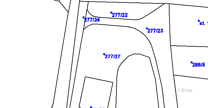 Parcela st. 277/27 v KÚ Vestec nad Mrlinou, Katastrální mapa