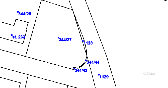 Parcela st. 344/45 v KÚ Vestec nad Mrlinou, Katastrální mapa