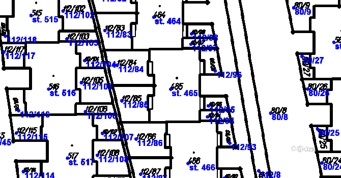 Parcela st. 465 v KÚ Vestec u Prahy, Katastrální mapa