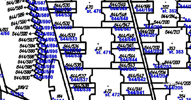 Parcela st. 471 v KÚ Vestec u Prahy, Katastrální mapa