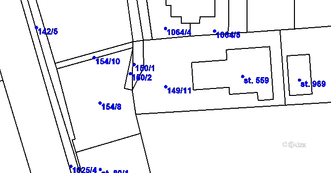 Parcela st. 149/11 v KÚ Vestec u Prahy, Katastrální mapa