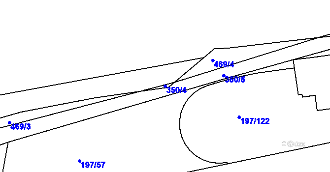 Parcela st. 350/4 v KÚ Vestec u Prahy, Katastrální mapa