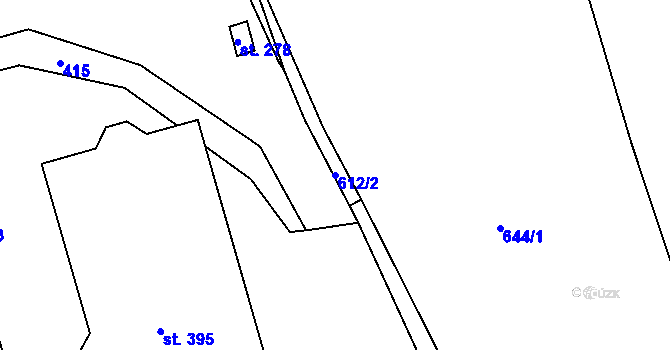 Parcela st. 612/2 v KÚ Vestec u Prahy, Katastrální mapa