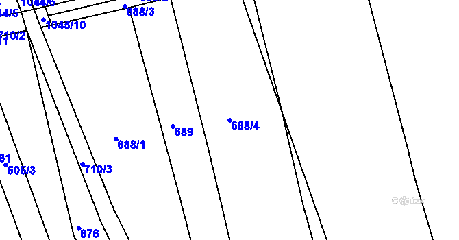 Parcela st. 688/4 v KÚ Vestec u Prahy, Katastrální mapa