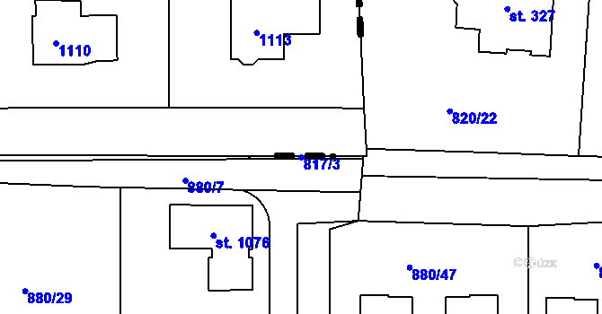 Parcela st. 817/3 v KÚ Vestec u Prahy, Katastrální mapa