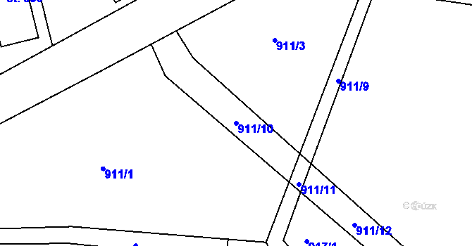 Parcela st. 911/10 v KÚ Vestec u Prahy, Katastrální mapa