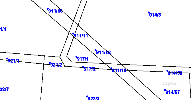 Parcela st. 911/12 v KÚ Vestec u Prahy, Katastrální mapa