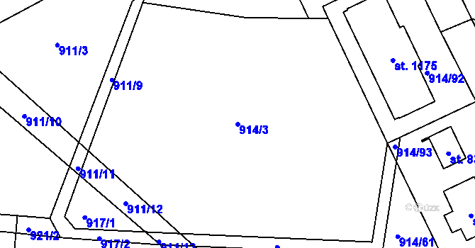 Parcela st. 914/3 v KÚ Vestec u Prahy, Katastrální mapa