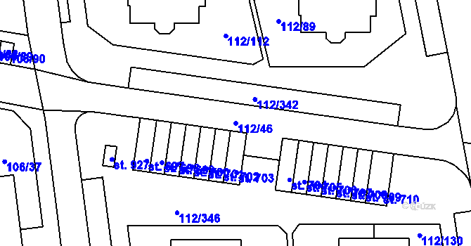 Parcela st. 112/46 v KÚ Vestec u Prahy, Katastrální mapa