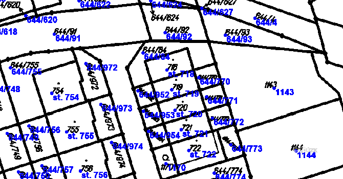 Parcela st. 719 v KÚ Vestec u Prahy, Katastrální mapa